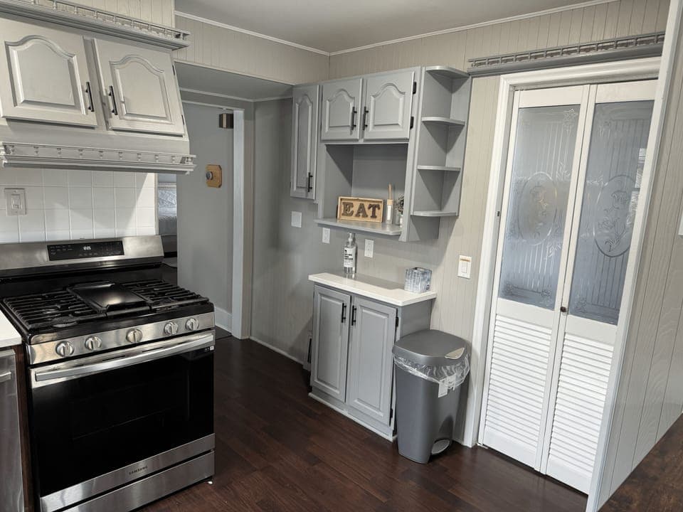 Indoors, Kitchen, Cooktop, Floor, Flooring