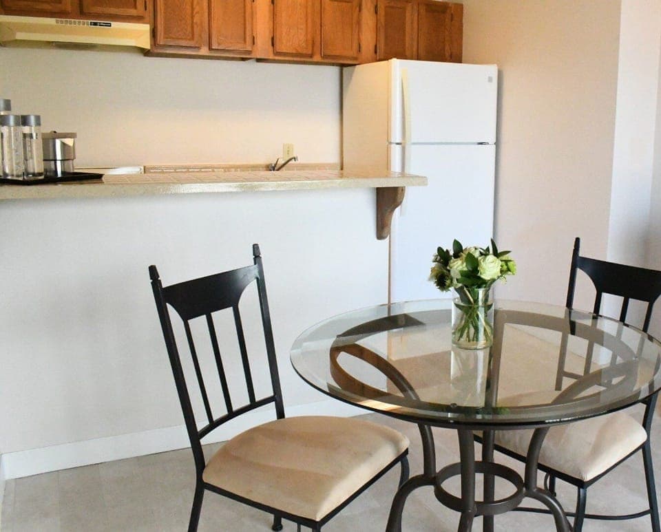 Dining Area. Exact unit will be assigned upon arrival. Views, colors, and decor may vary