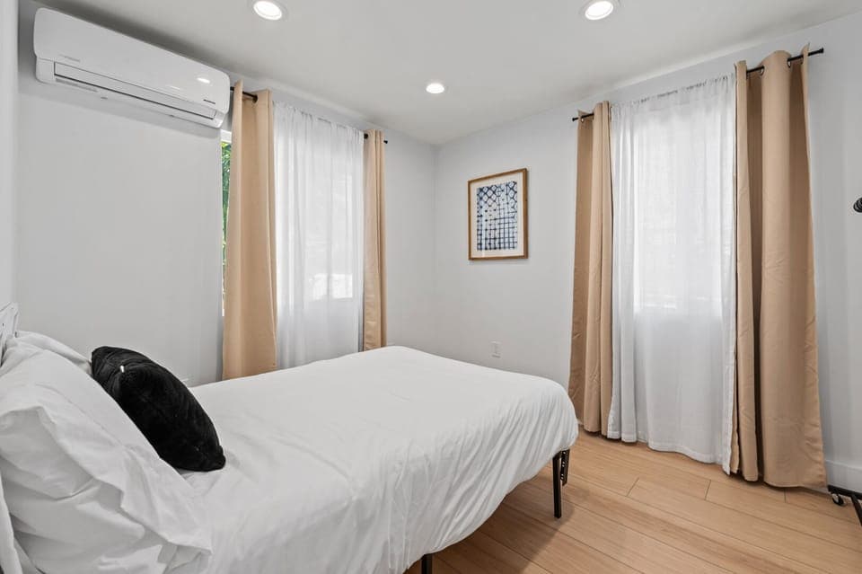 FULL bed in master bedroom. Mini split AC/Heat in living room & in bedrooms.