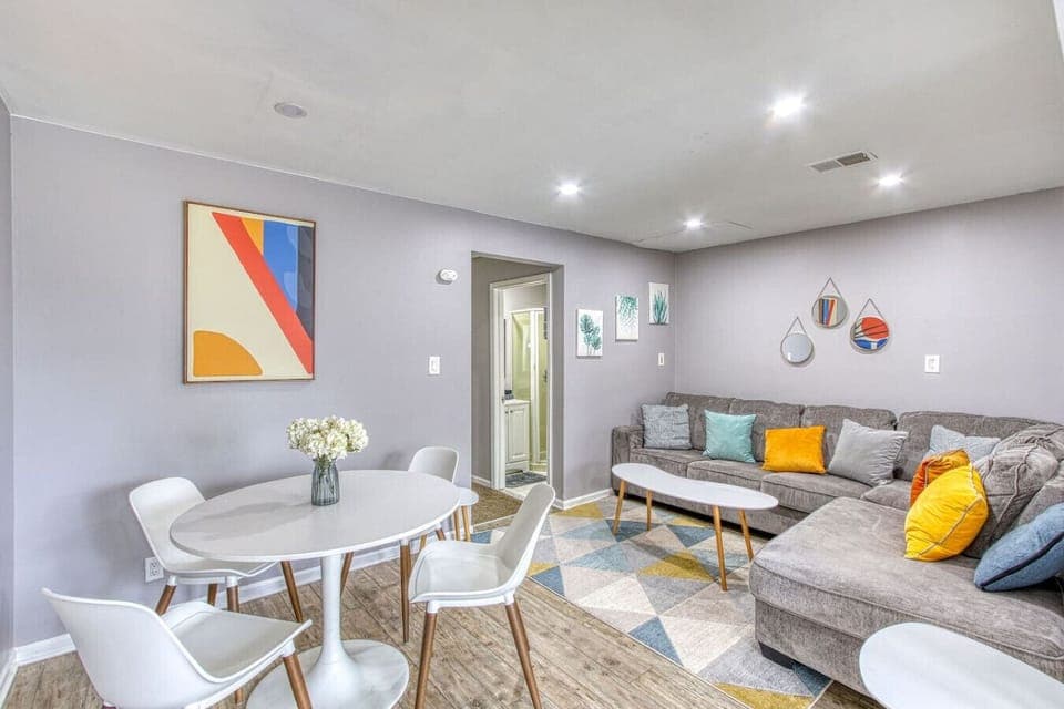 You are surrounded by tasteful decor and warm tones, making the dining room a perfect setting for any occasion.