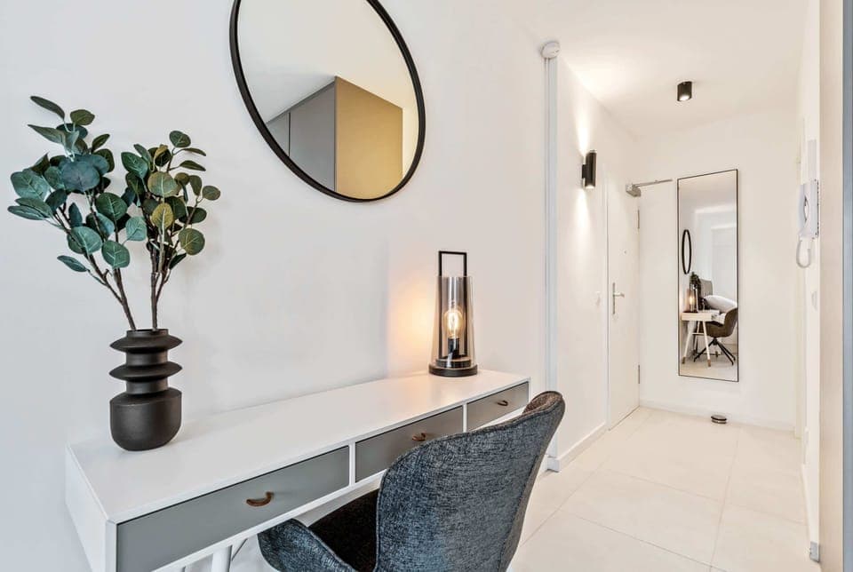 A stylish desk area for when inspiration strikes or work calls.