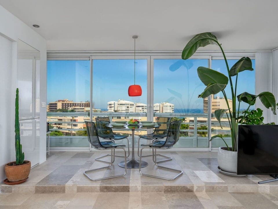 Plant, Table, Furniture, Building, Houseplant, Chair, Flowerpot, Window, Shade, Interior Design