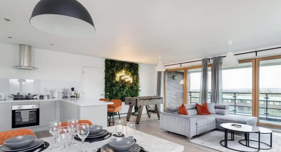 Dining, Kitchen & Lounge at Valore Property Services Short Lets & Serviced Accommodation