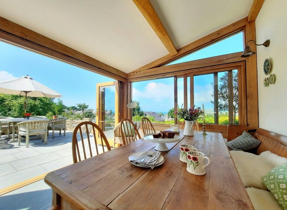 Bifold doors leading out onto patio area