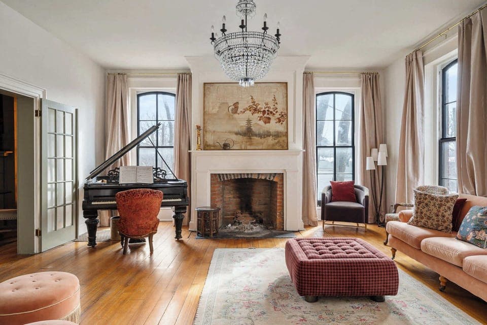 Living Room: Elegant space with a grand piano, chic décor, and stunning natural light!