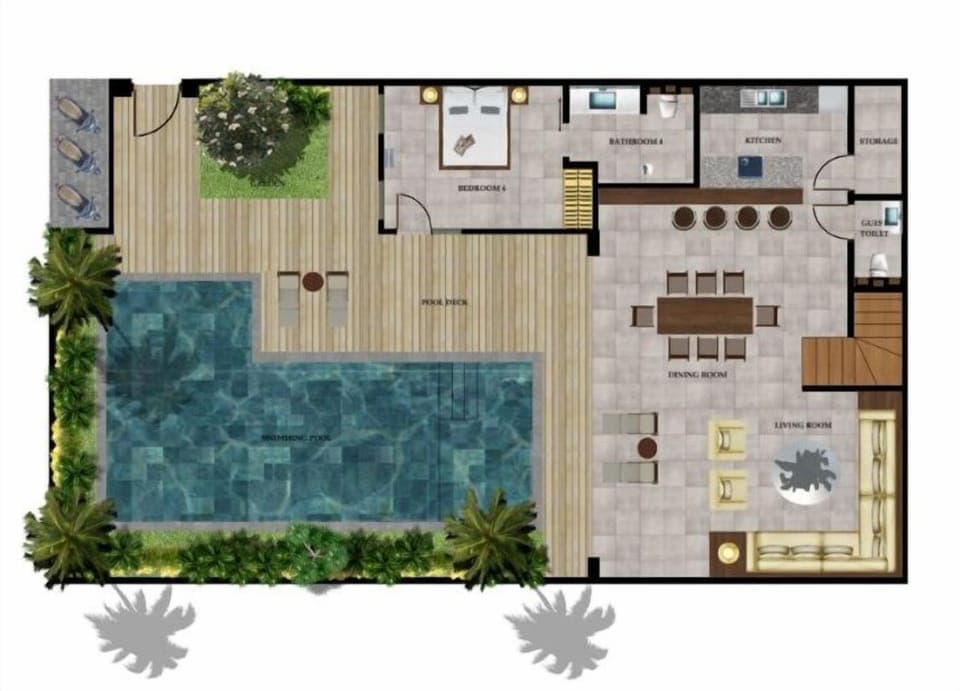 The lay out of the villa