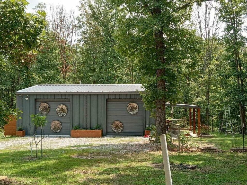 Very private barndominium on wooded 6.5 acres. 