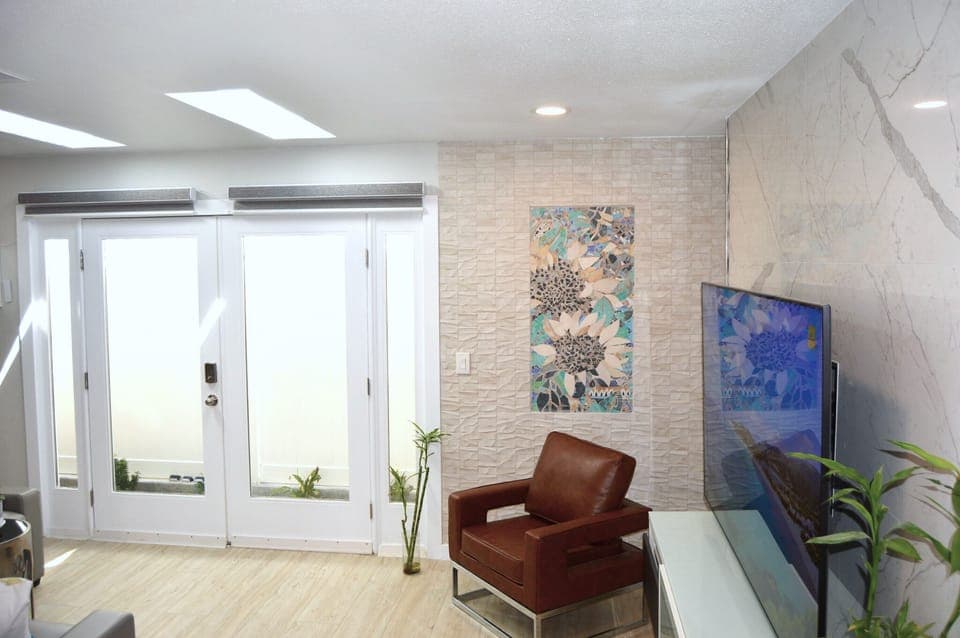 Modern Living Room: Large French Doors Leading to an Outdoor Exit