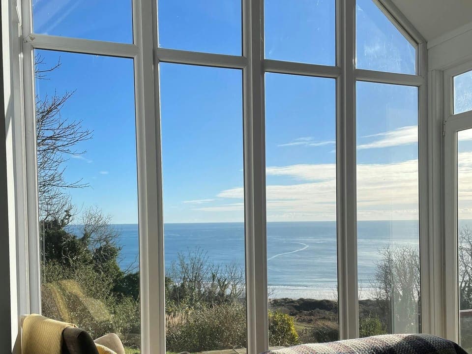 Large window with sea views