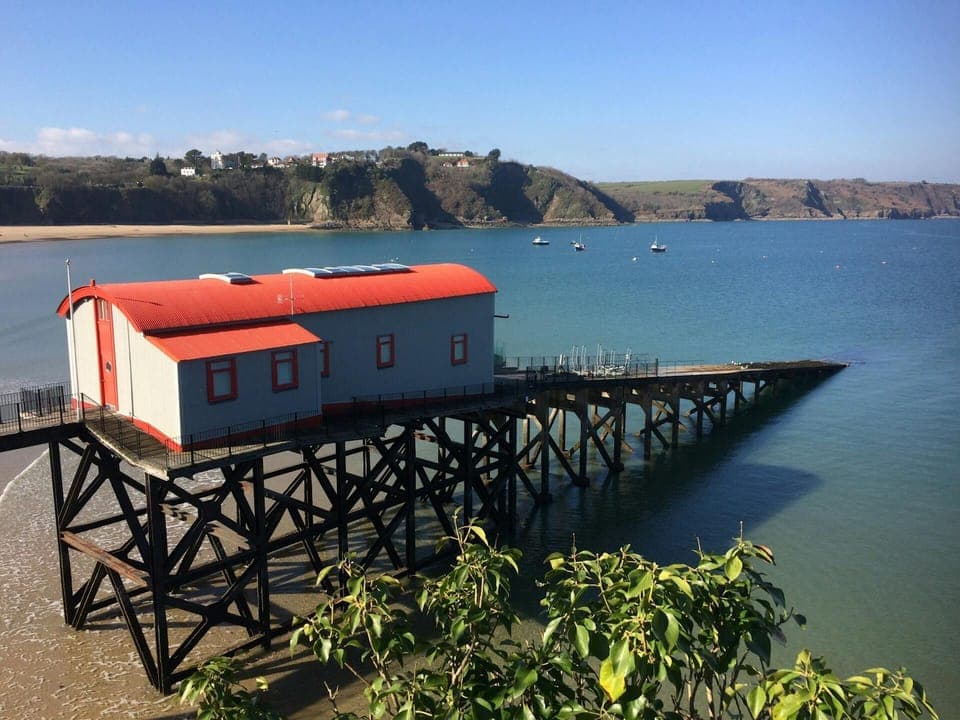 View of the sea and boat house