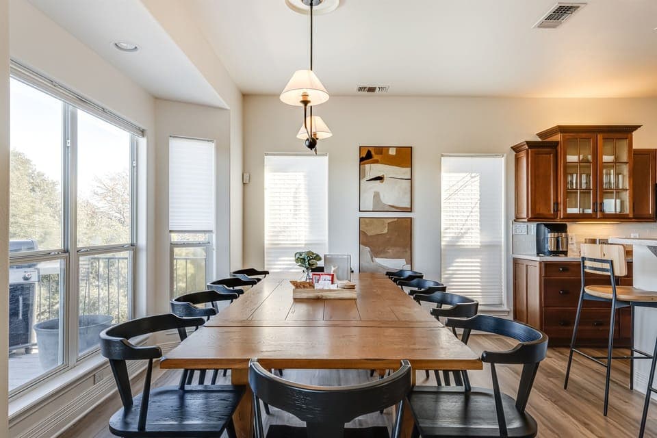 Abundant dining seating specifically designed to cater to large groups.