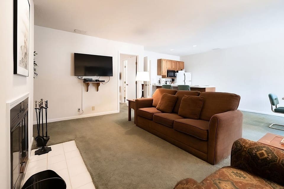 Settle in for movie nights with comfy seating and TV.