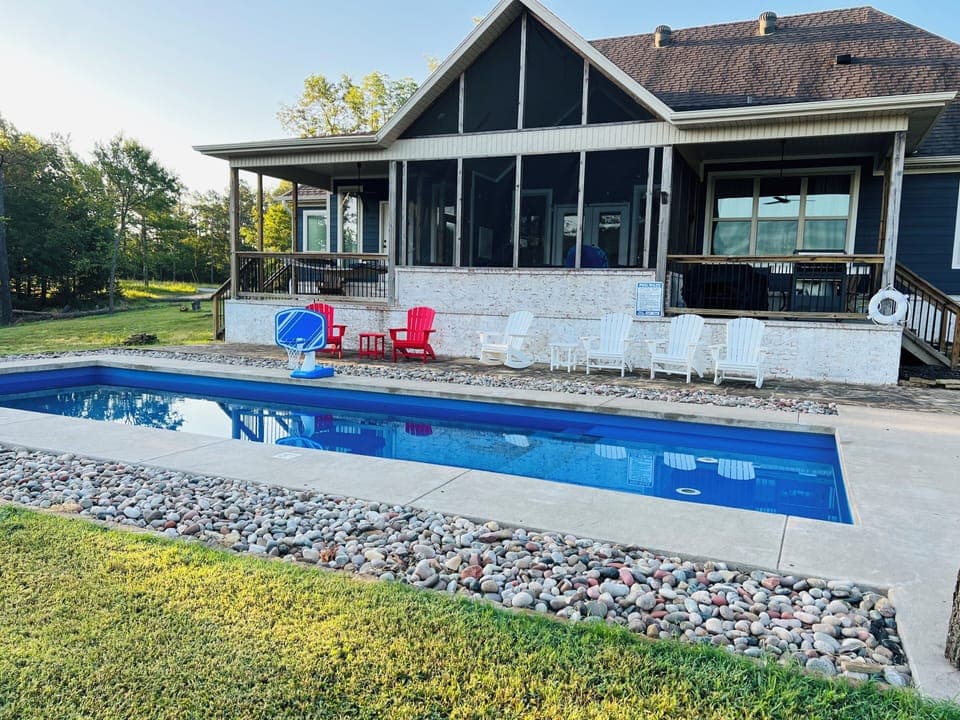 Backyard with private saltwater pool