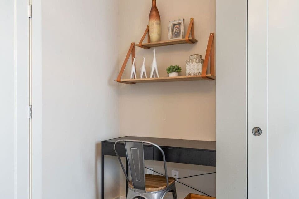 Business guests will love the office space accessible from the entrance hallway.