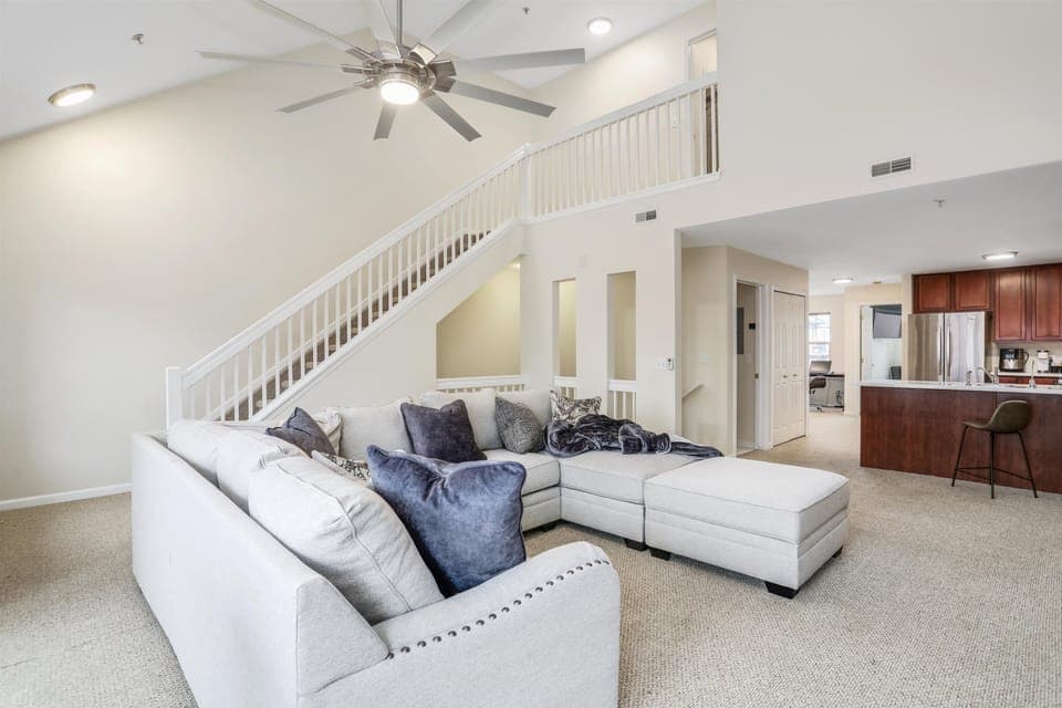 Living Room with vaulted ceiling