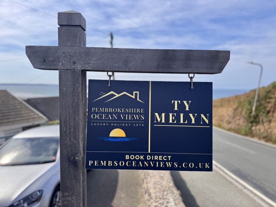 Ty Melyn - Main Entrance Sign and logo for Pembrokeshire Ocean views
