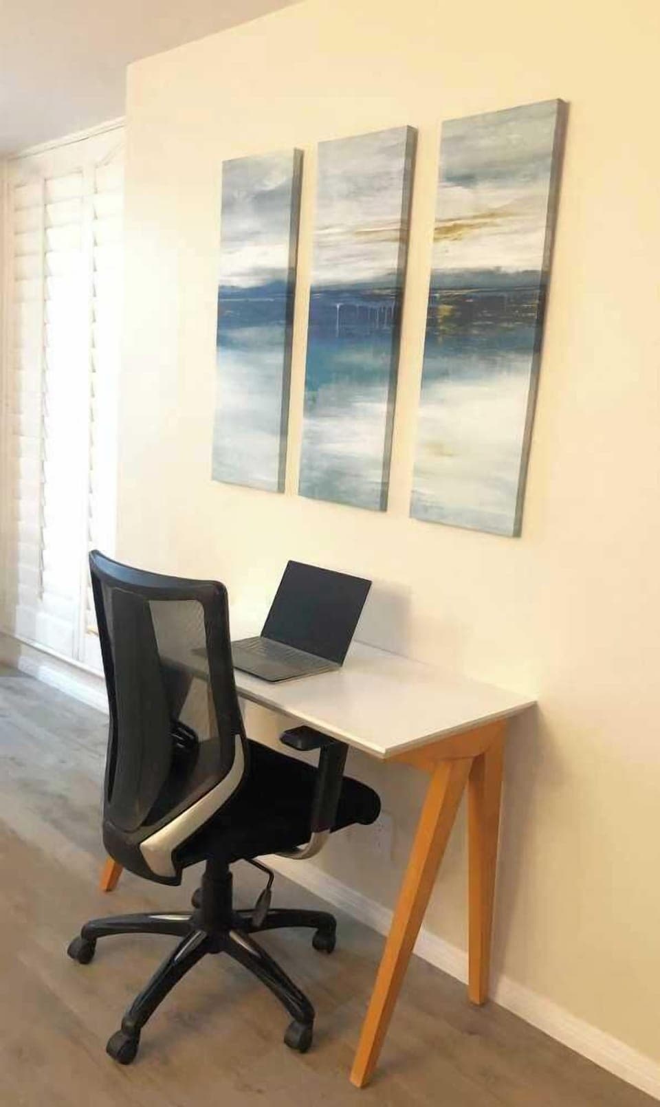 Dedicated work space with ergonomic chair