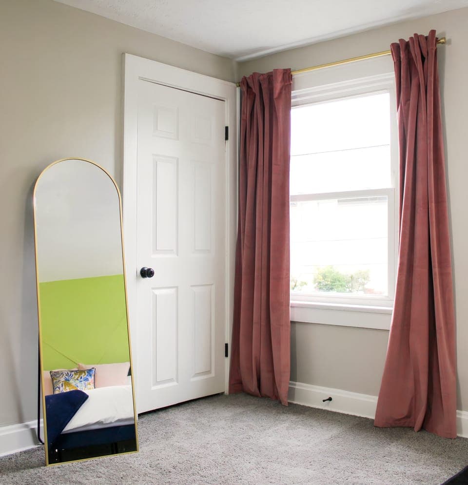 Mirror and closet in the Primary bedroom