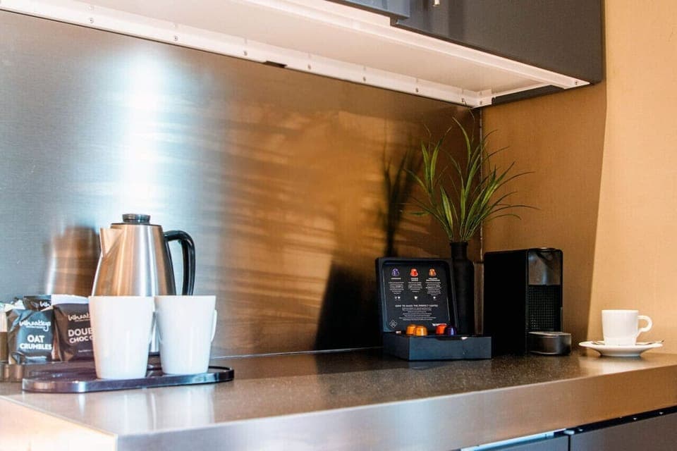 Kitchenette with Nespresso machine
