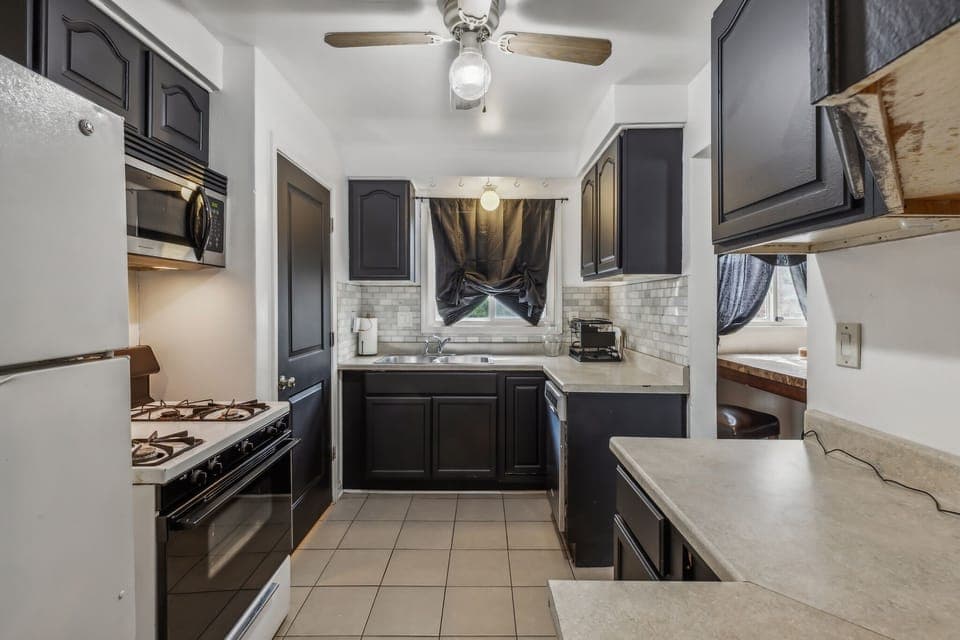 Indoors, Kitchen, Microwave, Oven, Ceiling Fan