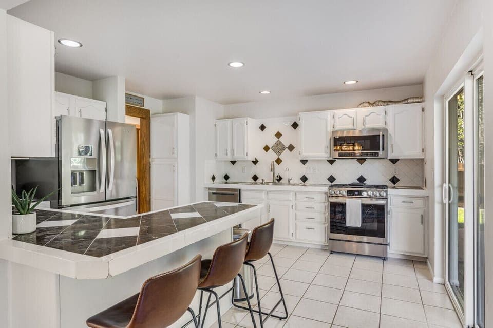 Kitchen with bar seating
