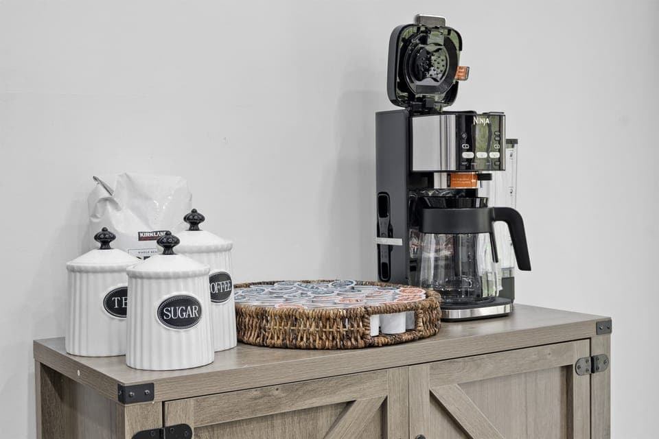 Coffee Station with Drip Coffee | Krueger coffee machine | Krueger pods | Instant Coffee | Tea Bags | Sugar | Creamer | Provided
