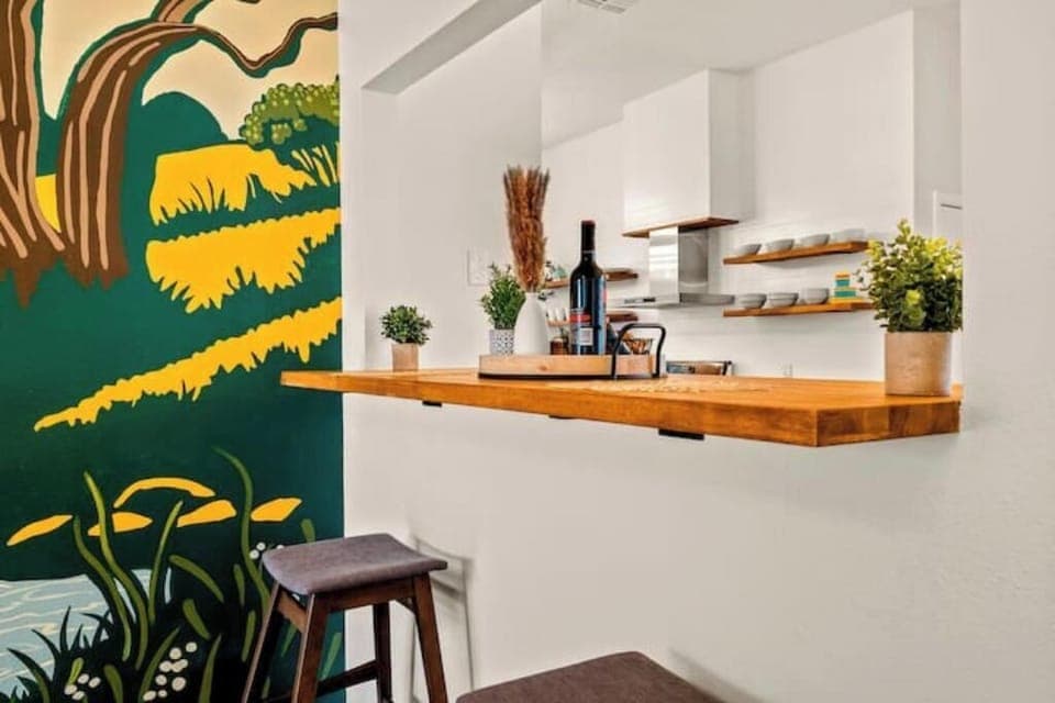 Additional seating at the kitchen counter.