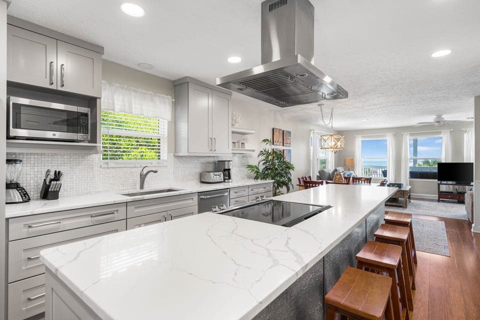 Yes, you can see the Gulf from the kitchen