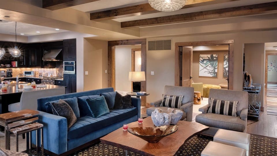 Great Room, Main Level - Cozy fireplace and slopeside views