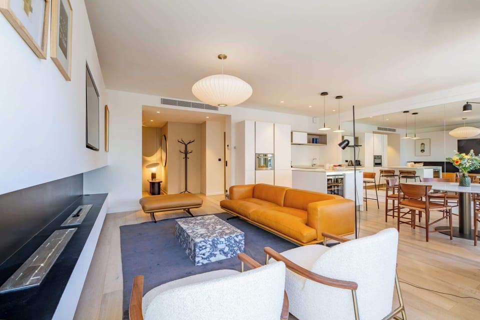 Living room with open kitchen