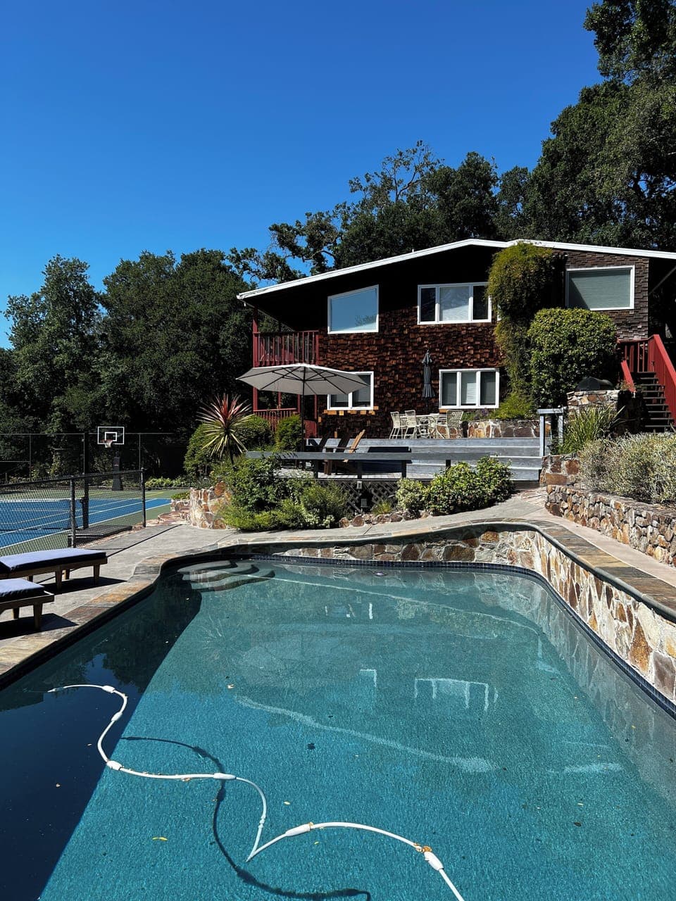 Pool, sport court and deck