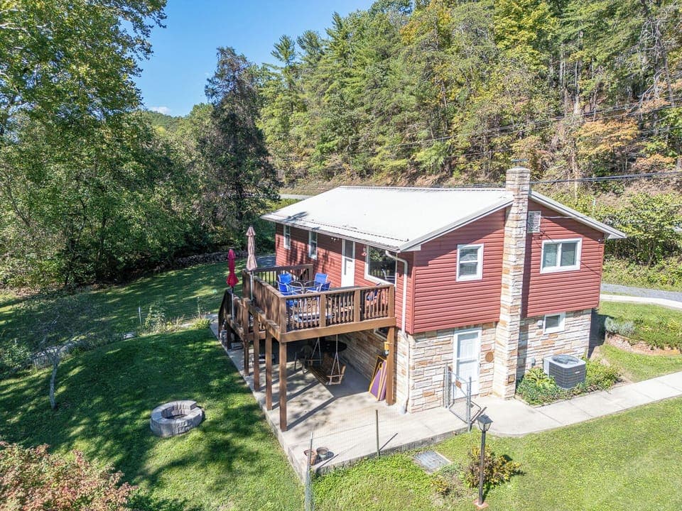 Back Deck and Lower Patio with Swing