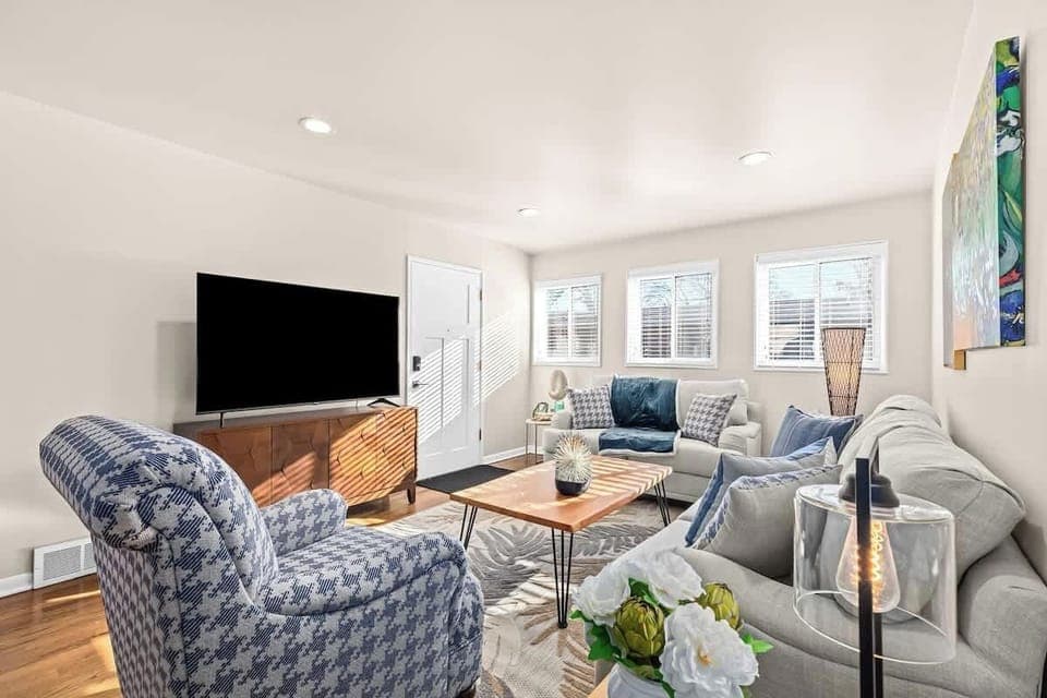 65" Roku TV
Games in TV stand 
Cards, Dominos, board game