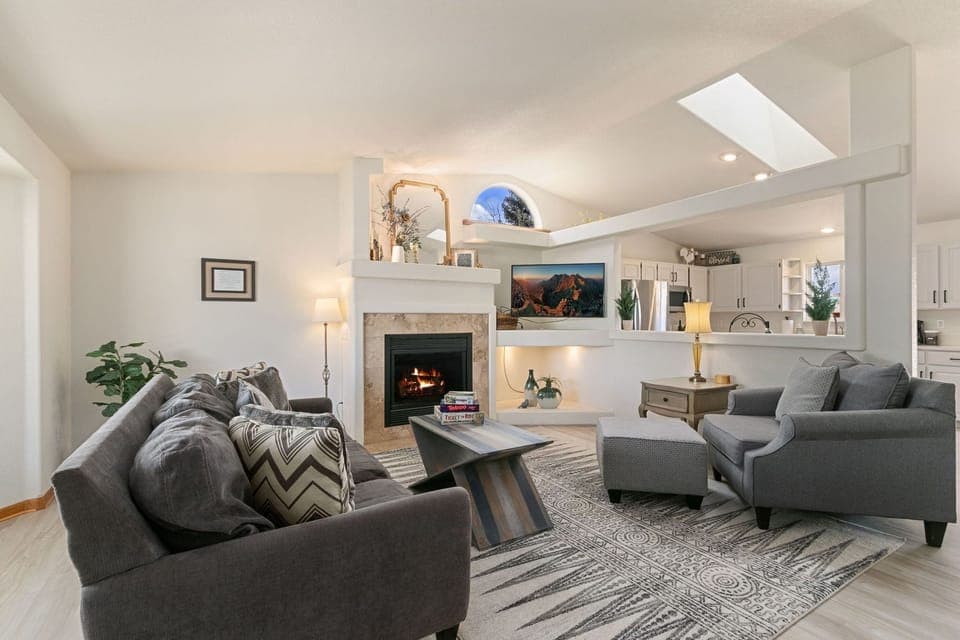 Living Room with Smart TV and Fireplace (main level)