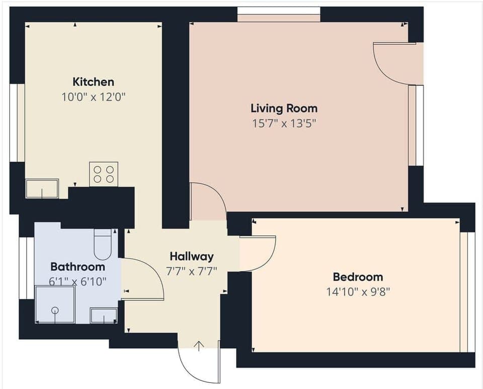 Apartment floor plan to help visualize the layout before booking.

