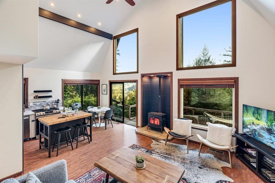 Opens to dining and kitchen area