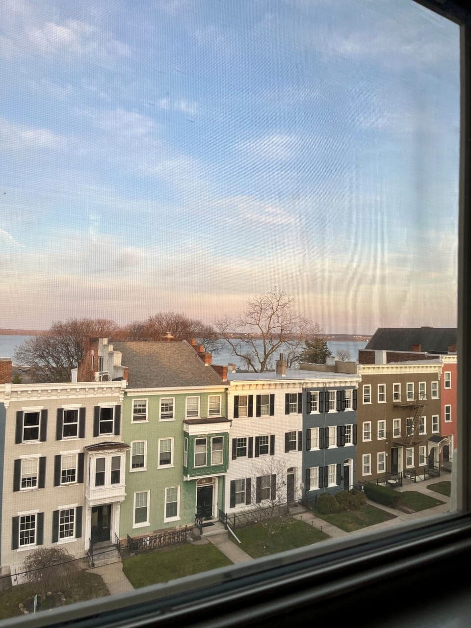The view of Geneva's famous row houses from the bedroom window.