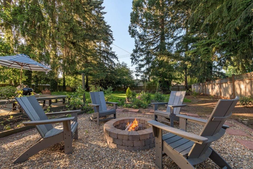 Private backyard with firepit