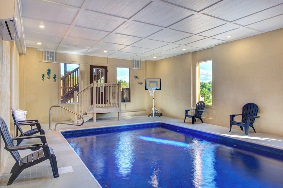 Massive Indoor Pool with Basketball Goal