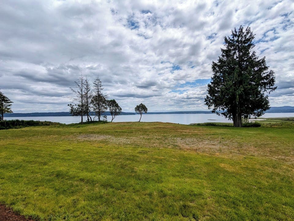 View from the deck, a great place to enjoy the yard games that are provided