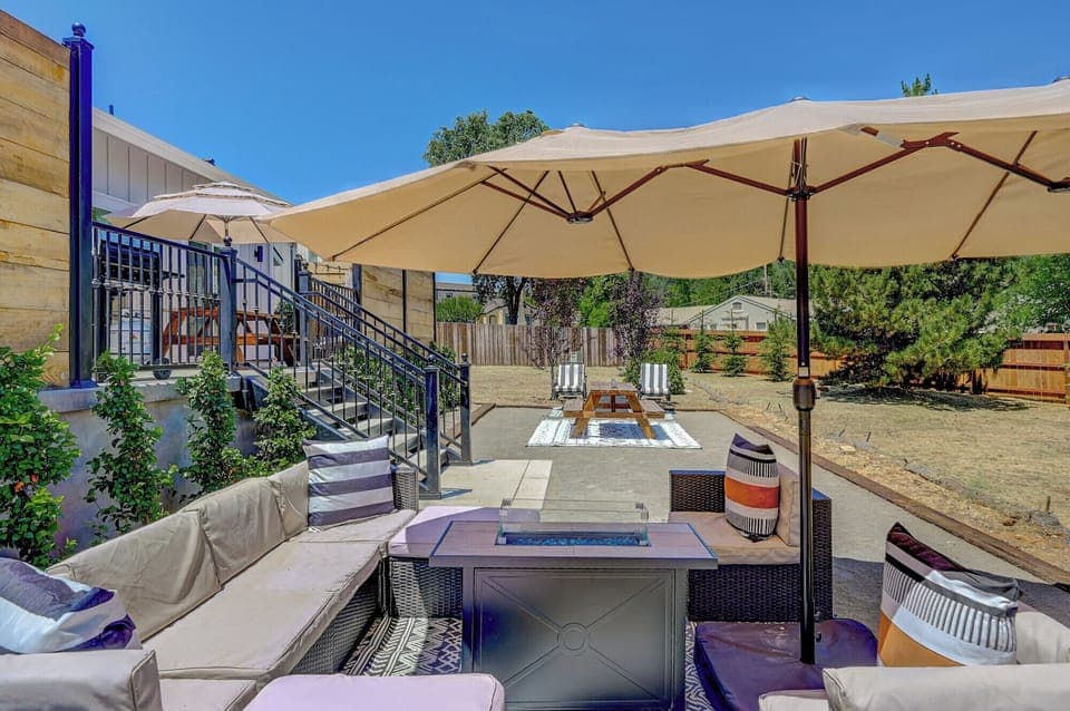 Lower outdoor living area with firepit