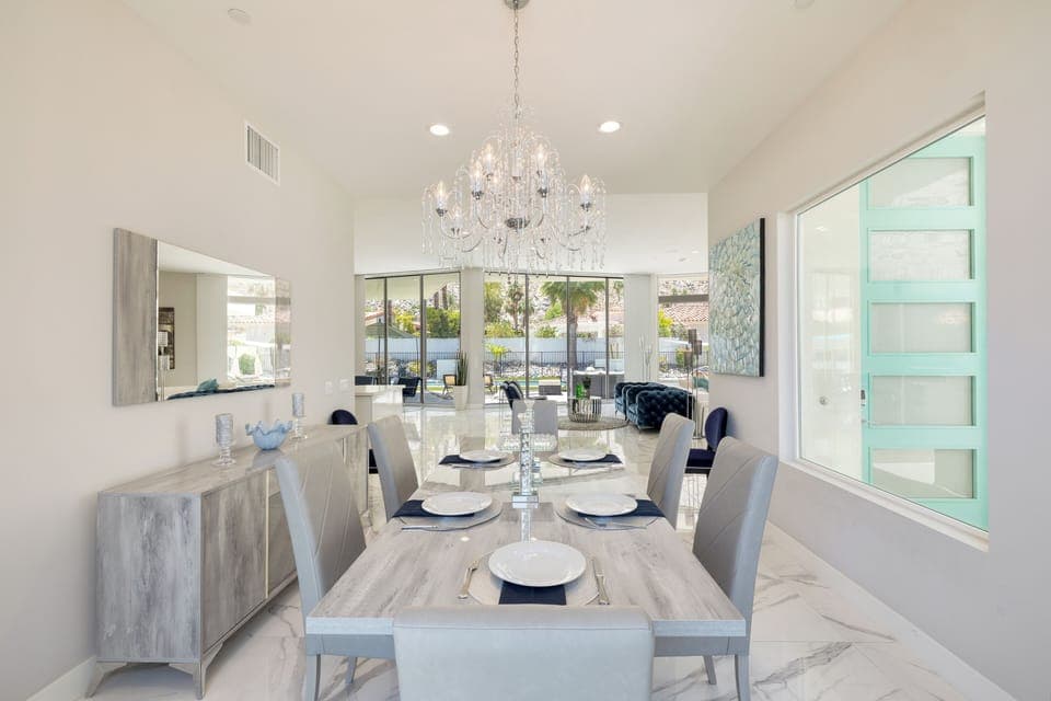 Spacious dining table for six for your gatherings.