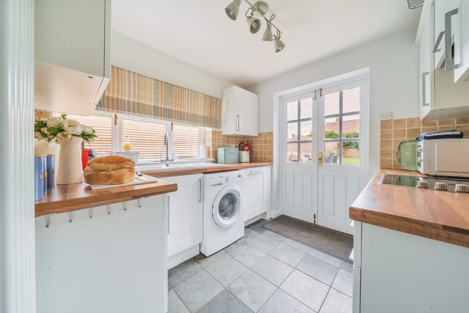 kitchen with door to garden