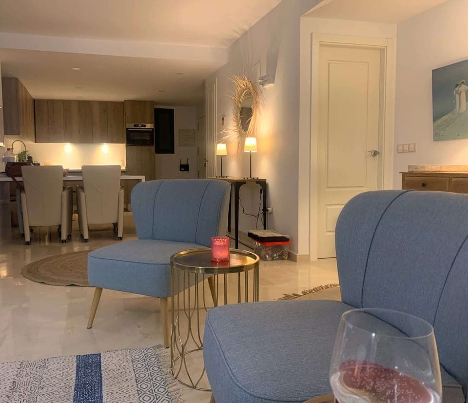 Lounge and Kitchen at night 