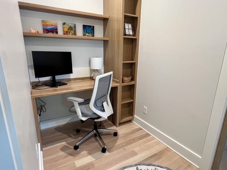 Office with computer monitor for extended display