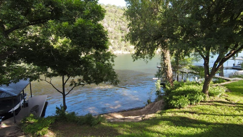 Backyard and view of both docks from the house