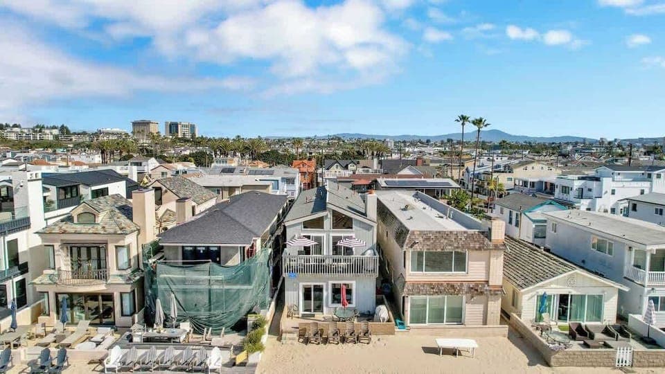 Aerial view of home from the beach
