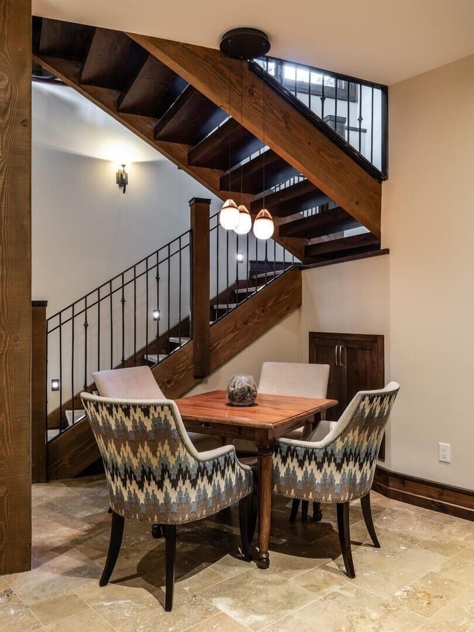 House, Staircase, Dining Room, Dining Table, Furniture