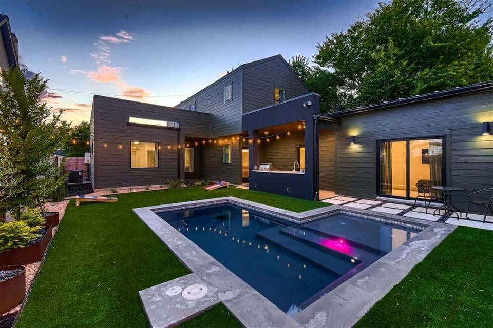 Enjoy the spacious backyard featuring a heated pool, perfect for year-round swimming. The gas grill adds convenience for outdoor cooking, making it an ideal space for relaxing, entertaining, and enjoying meals in the fresh air.