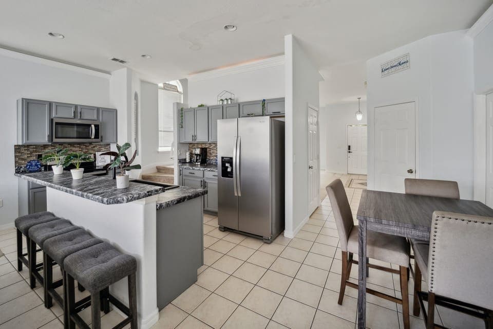 Indoors, Floor, Kitchen, Flooring, Refrigerator